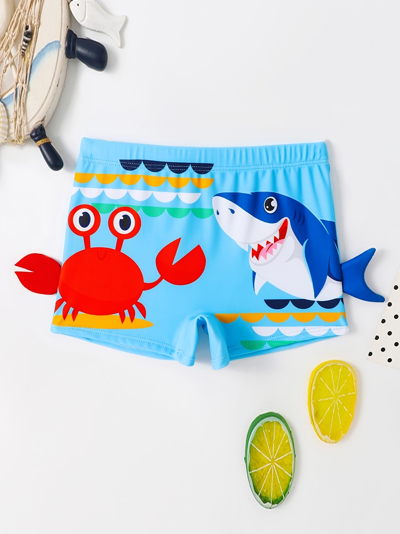 2023 New Kids Swim Trunks, Boys' Swimwear with Cartoon Characters, Quick-Dry, Non-Slip, Polyester Blend, Cute and Comfortable for Youngsters to Big Boys, Summer Casual Wear