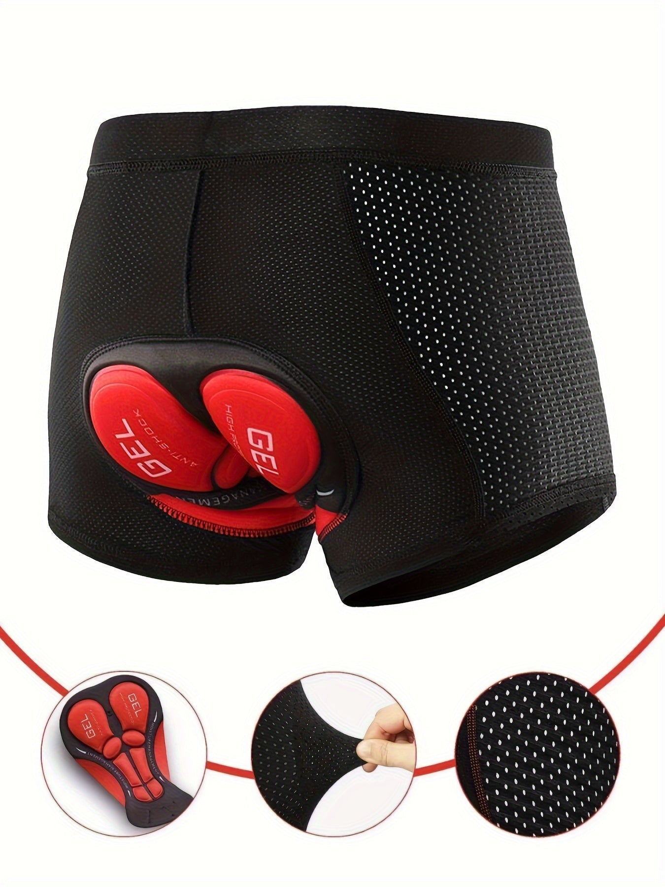 Men's Bicycle Riding Shorts with Shock Absorption - Compression Fit Cycling Pants, Elastic Waistband, All-Season Mountain & Road Bike Shorts for Men - Non-Transparent Athletic Bike Shorts