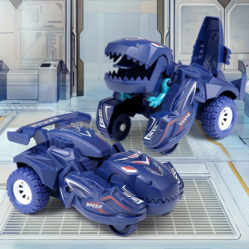 2-in-1 Automatic Transforming Dinosaur Car Toy - Robot Mode with Moving Wheels, Interactive Toy for 3-5 Years Boys & Girls, Dino Lover Gift for Birthday/Christmas, Compatible with Major Toys