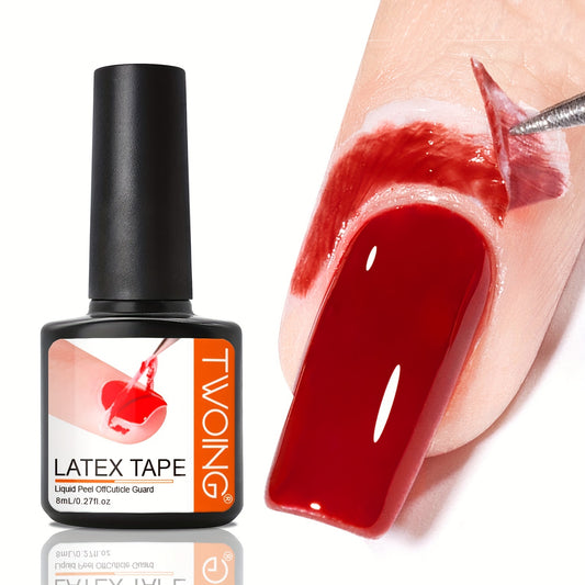 TWOING 8ml Anti-Overspill Latex Tape - Paraben & Acetone-Free -Off Cuticle Guard for Precise Manicure Polish Application, Nail Art Protection, Non-Toxic Nail Lacquer Protector