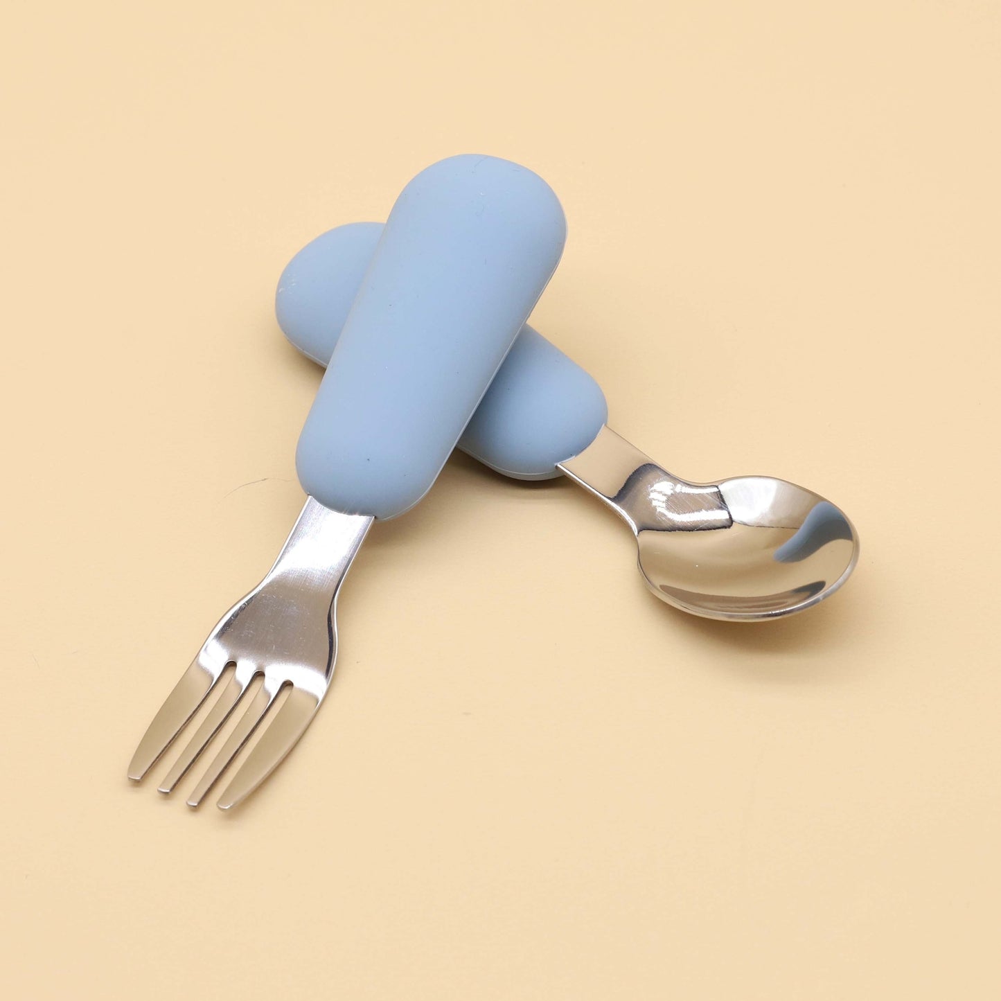 304 Stainless Steel Spoon and Fork with Silicone Handle Youngsters Complementary Food Spoon and Fork