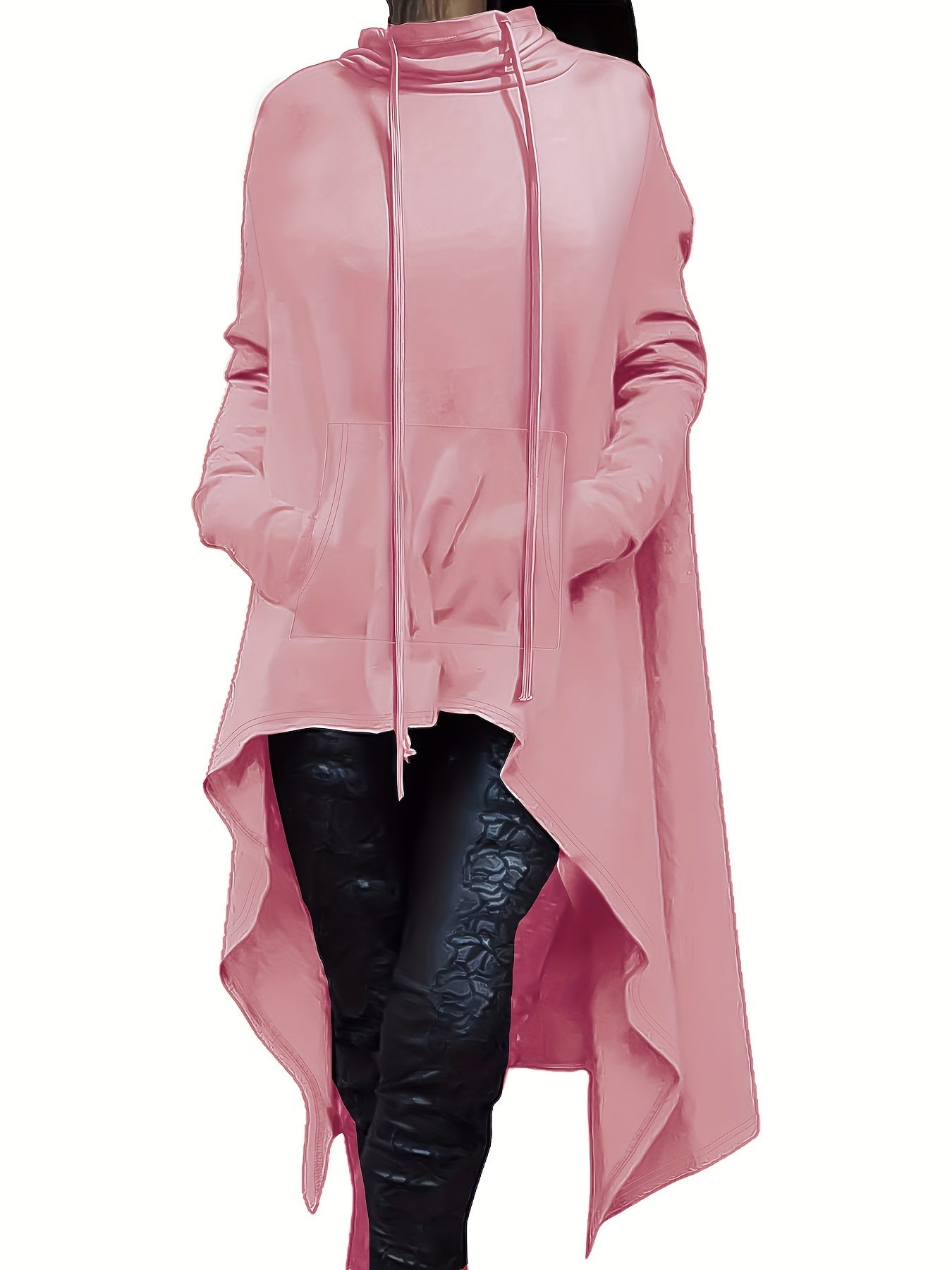 Plus Size Women's Oversized Hoodie - High Neck Long Sleeve Pullover Sweatshirt with Drop Shoulder & Flared Hem, Cozy Fall Winter Casual Clothing, Machine Washable