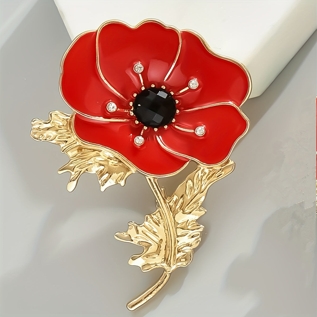 1pc Alloy Rhinestone Red Flower Brooch, Ideal choice for Gifts