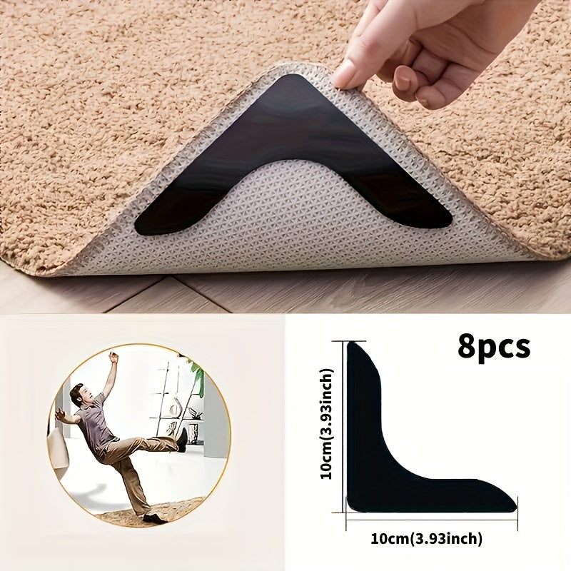 4/8/20/30pcs L-Type Anti Slip Carpet Stickers And Adhesives, Suitable for Living Room, Dining Room, Bathroom Tile And Wooden Floor Areas, Prevent Movement And Sliding, Ensure The Mat Is Flat And Fixed, Innovative Project, Shelf Liners