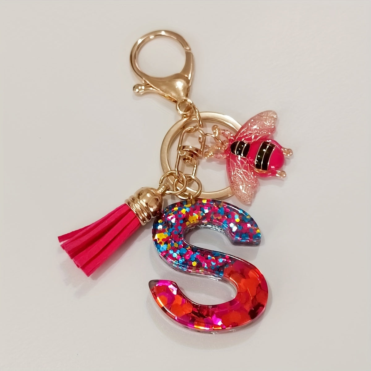 Dazzling Gift, Sparkling Alphabet Keychain with Sequin & Tassel - Mixed Colors, Geometric Design, Friendship Theme - Perfect for Bags & Gifts