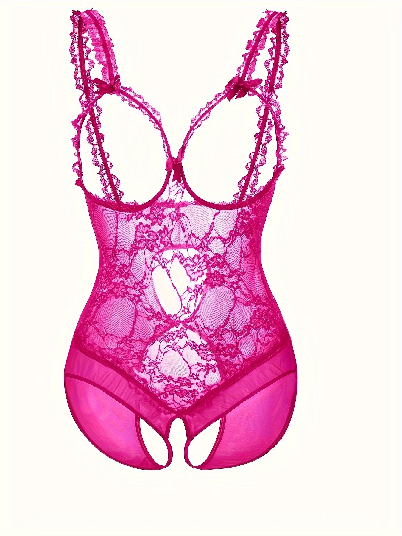 Plus Size Sexy Lace Bodysuit - High Stretch, No Belt, No Chest Pad, Floral Pattern, Adult Women'S Lingerie, Intimate Apparel | Floral Lace Design | Stretchy Fabric, Plus Size Lingerie