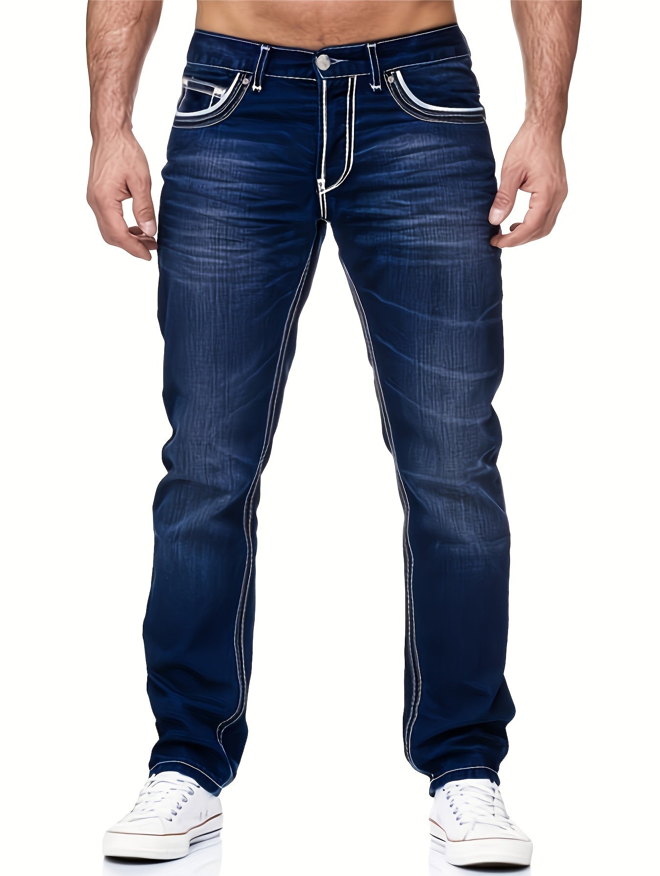 Men's pocket washed jeans