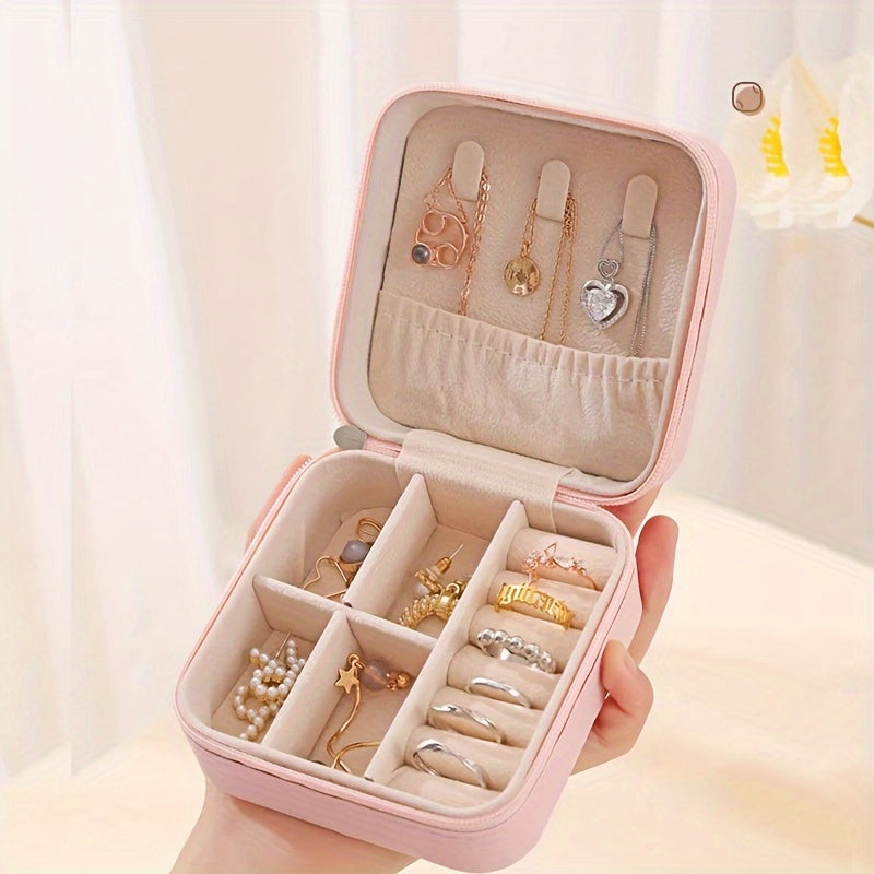 1pc Multi-grid Jewelry Storage Box, Soft Liner Jewelry Storage Basket For Necklaces, Earrings, Household Storage Organizer For Bedroom, Bathroom, Office, Desktop, Dresser, Home, Dorm