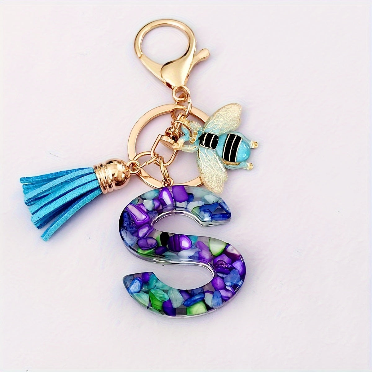Dazzling Gift, Sparkling Alphabet Keychain with Sequin & Tassel - Mixed Colors, Geometric Design, Friendship Theme - Perfect for Bags & Gifts