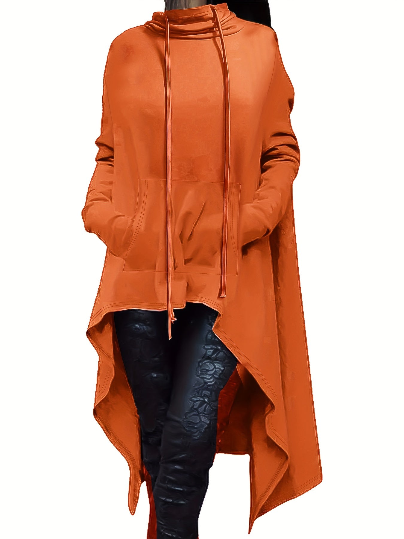 Plus Size Women's Oversized Hoodie - High Neck Long Sleeve Pullover Sweatshirt with Drop Shoulder & Flared Hem, Cozy Fall Winter Casual Clothing, Machine Washable