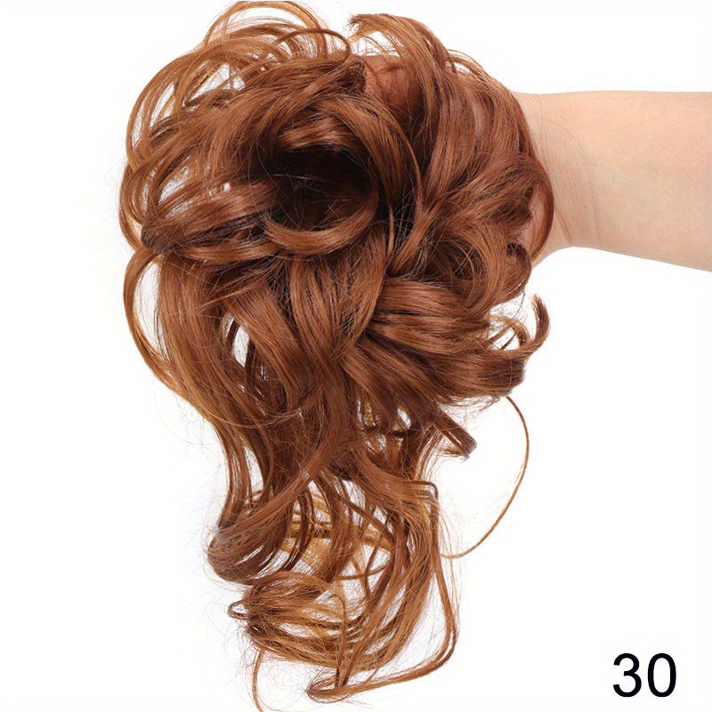 Synthetic Hair Bun Scrunchie Messy Dragon Beard Scrunchie Curly Wavy Hair Extensions With Elastic Bands For Women