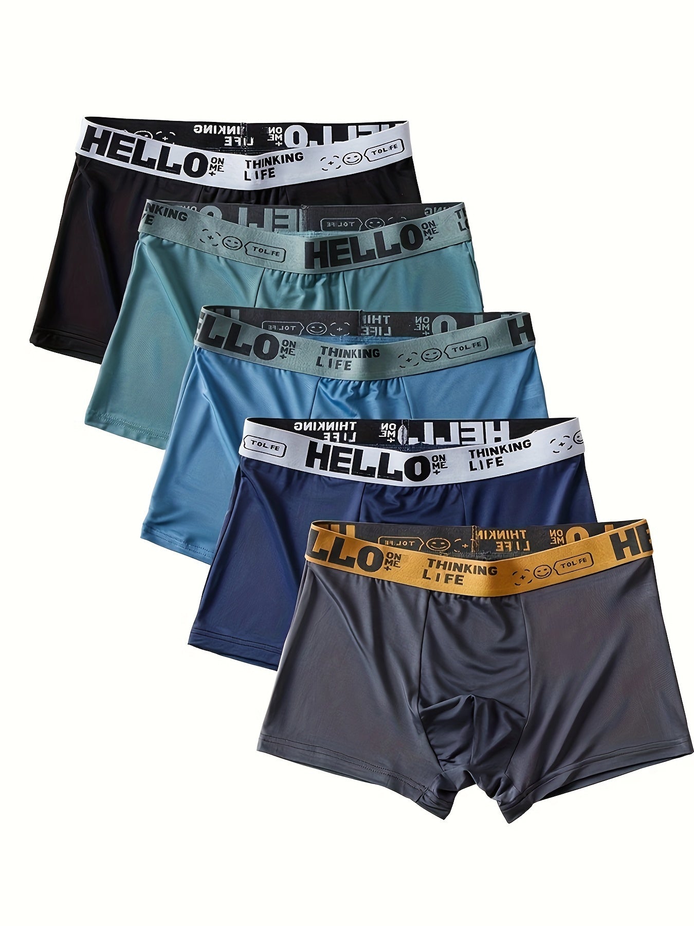 Set of 5 Men'S Solid Color Boxer Shorts