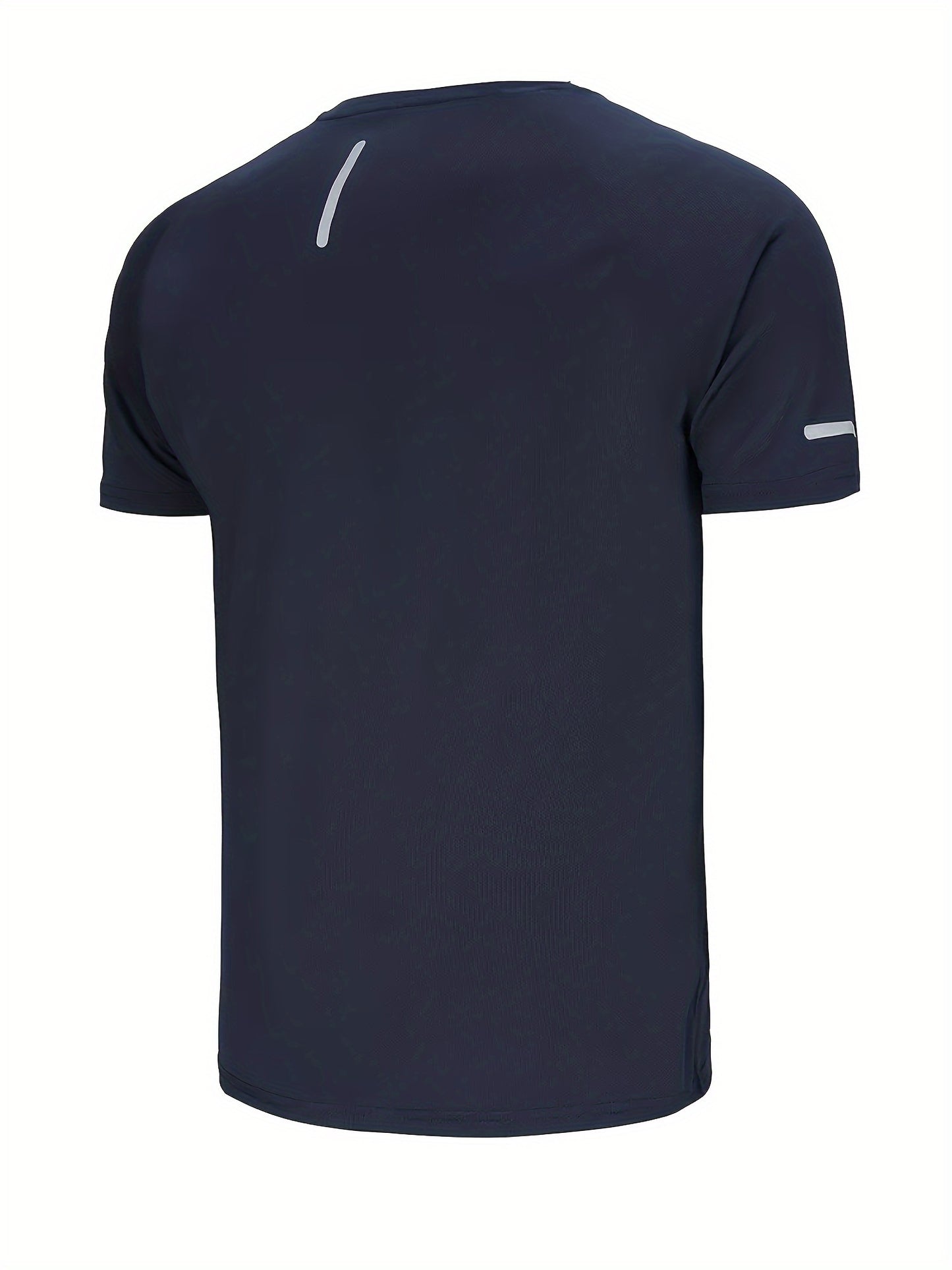 4pcs, Men's Solid Sports T-shirts With Reflective Strips, Breathable And Quick Dry Short Sleeve Crew Neck Tees, Moisture Wicking Tops For Gym, Fitness And Running Wear