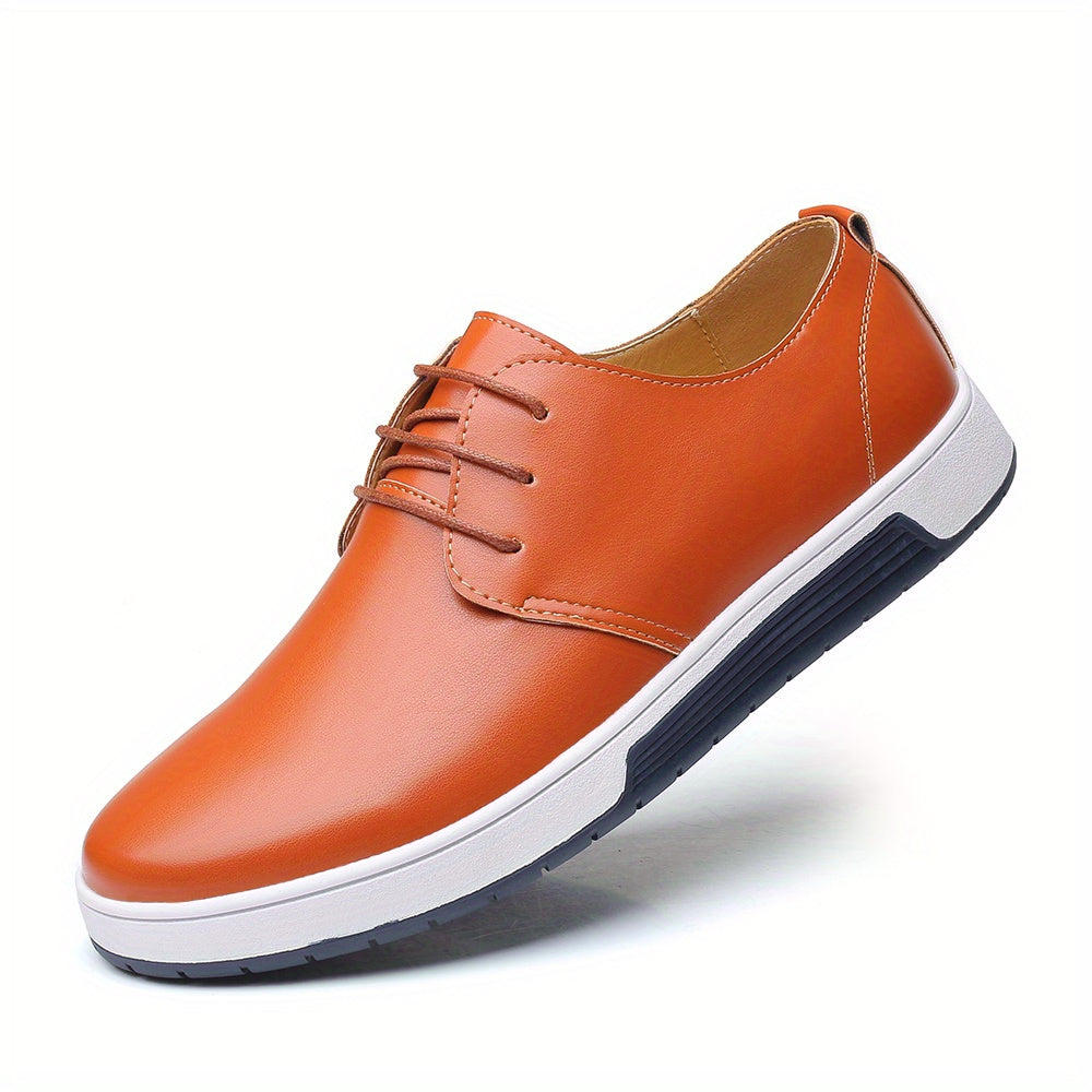 Men's Classic Oxford Dress Shoes - Solid Color, Round Toe, Lace-Up Closure, Microfiber Synthetic Upper & Inner, Rubber Sole & Insole, Business Style for All Seasons