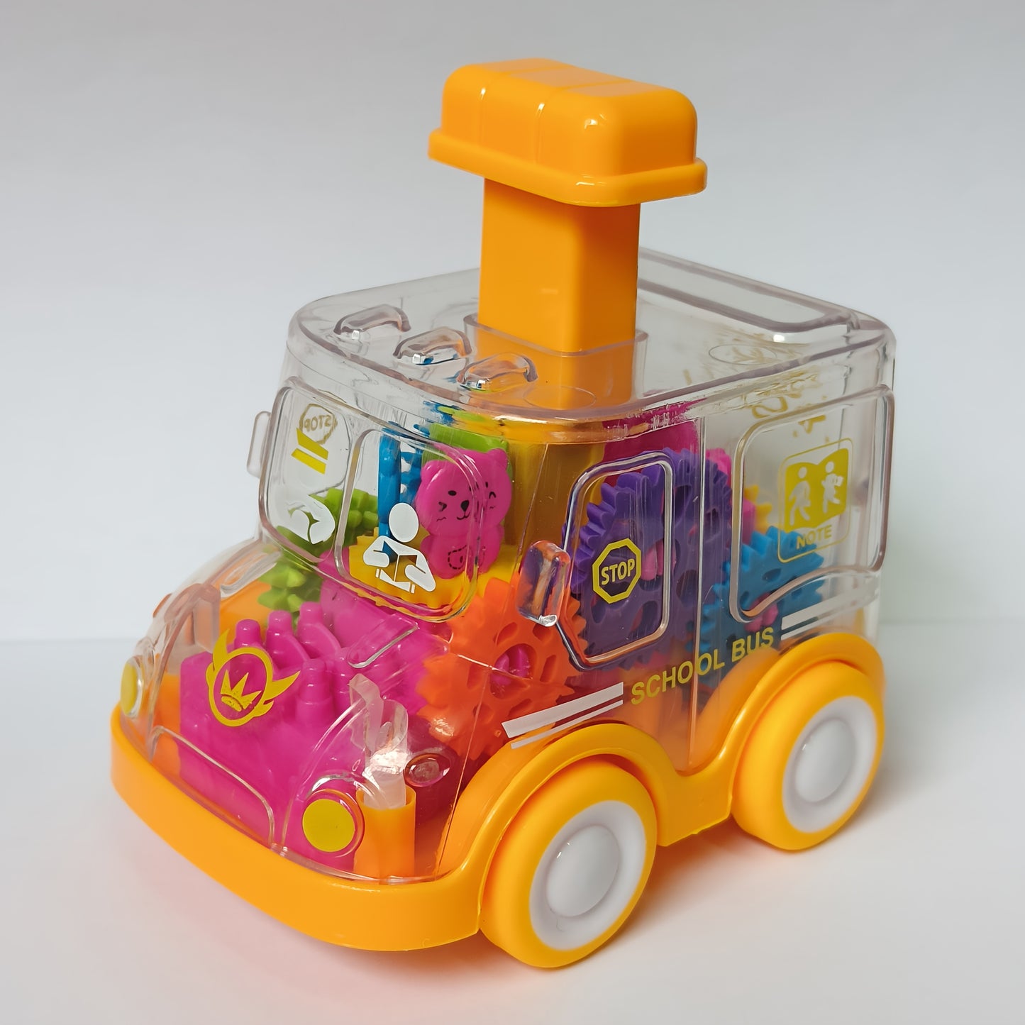 Children Cartoon Transparent Gear Toy Car, Educational Pull Back Car Model, Boy And Girl Christmas Halloween Thanksgiving Birthday Gift ( Gear Color Is Random)