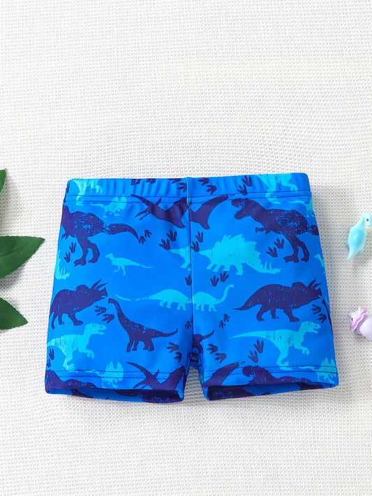 Boys' Quick-Dry Swim Shorts with Dinosaur & Rubber Duck Print - Bright Yellow Snug Fit Beach Pool Water Pants for, Machine Washable Summer Swimwear, Cute Dino & Duck for Boys & Boys Clothing, Boys Swimwear, Swimming Suit For Boys, Boys Swimmers, Boys Sun