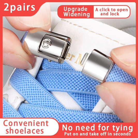 2023 No Tie Shoe Laces Press Lock Shoelaces Without Ties Elastic Laces Sneaker Kids Adult 8MM Widened Flat Shoelace For Shoes