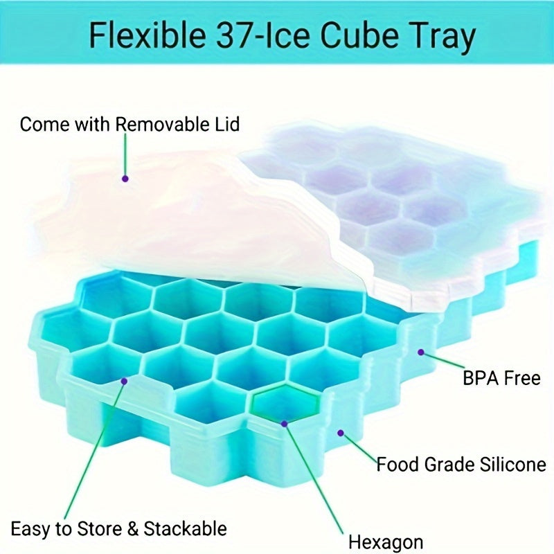 1pc Classic Silicone Honeycomb Ice Tray - 37-Cube Design, Easy Release, Durable & Reusable for Beverages, And Refreshing Drinks, Beverage Cooling Modern Kitchenware Durable Silicone