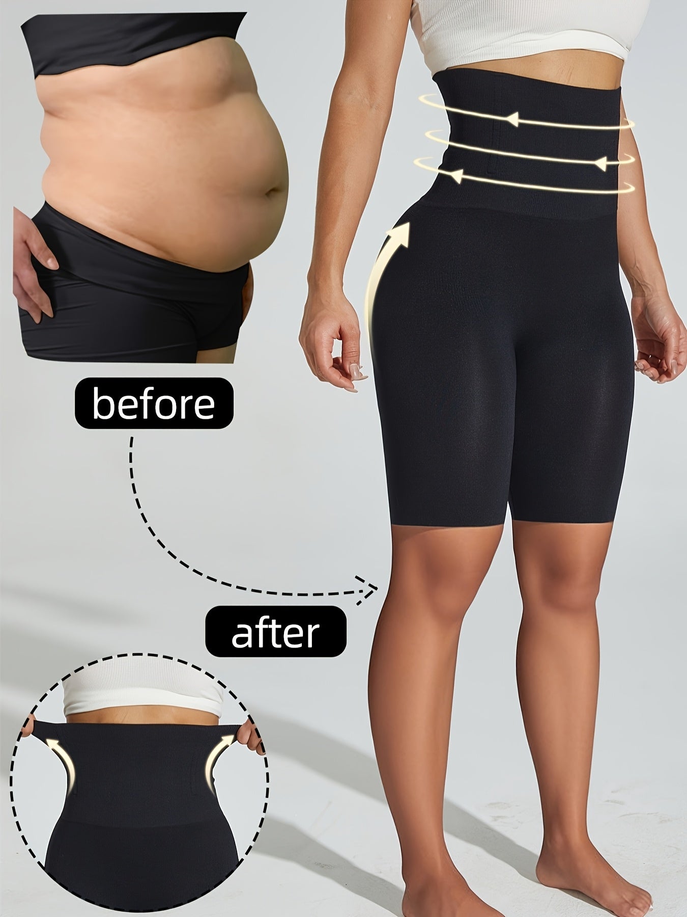 1pc Women'S High-Waist Tummy Control Yoga Shorts , Butt Lifting, Non-See-Through, Super Compression & Flat Effect, Breathable Nylon/Elastane Blend, Hand Washable - Black, Perfect for Workouts & Casual Wear, Workout Shorts, Sleek Design, Comfortable Fit