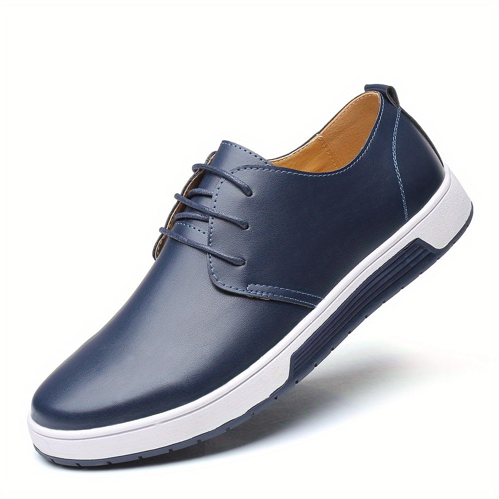 Men's Classic Oxford Dress Shoes - Solid Color, Round Toe, Lace-Up Closure, Microfiber Synthetic Upper & Inner, Rubber Sole & Insole, Business Style for All Seasons