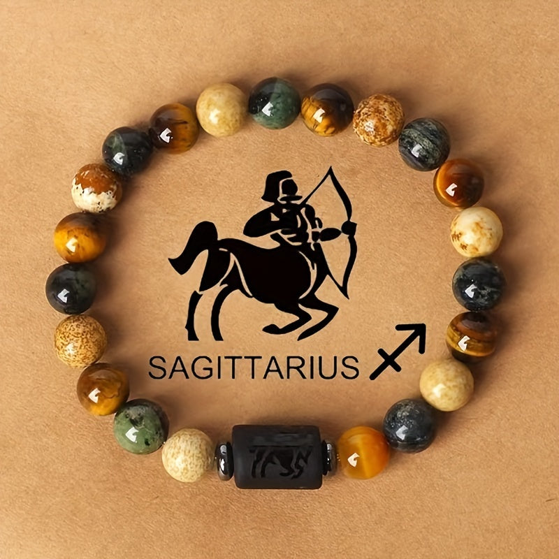 Stylish Zodiac Sign Natural Stone Beaded Bracelets for Men & Women - Unique Prayer & Blessing Accessory, Ideal Birthday Gift for Couples & Friends