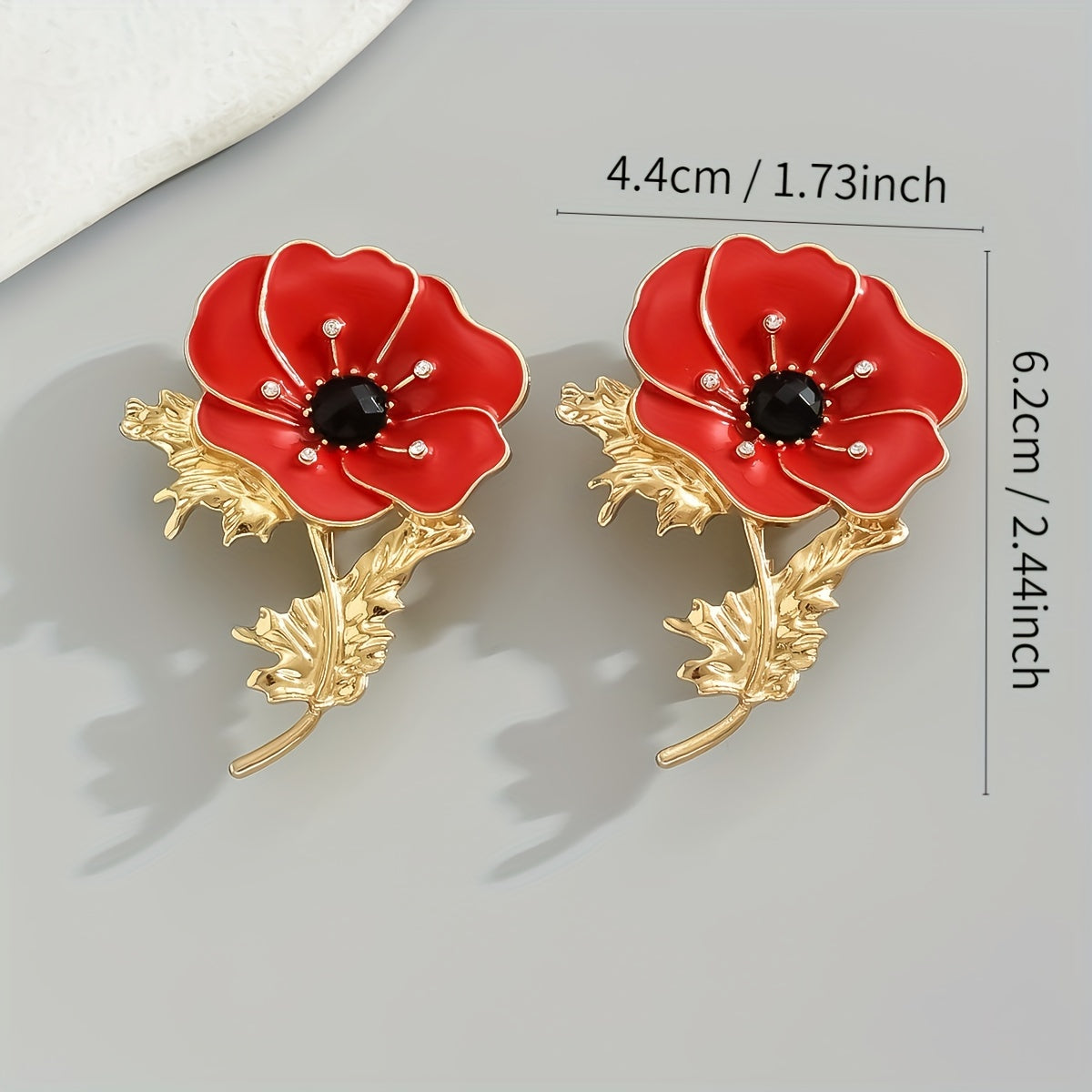 1pc Alloy Rhinestone Red Flower Brooch, Ideal choice for Gifts