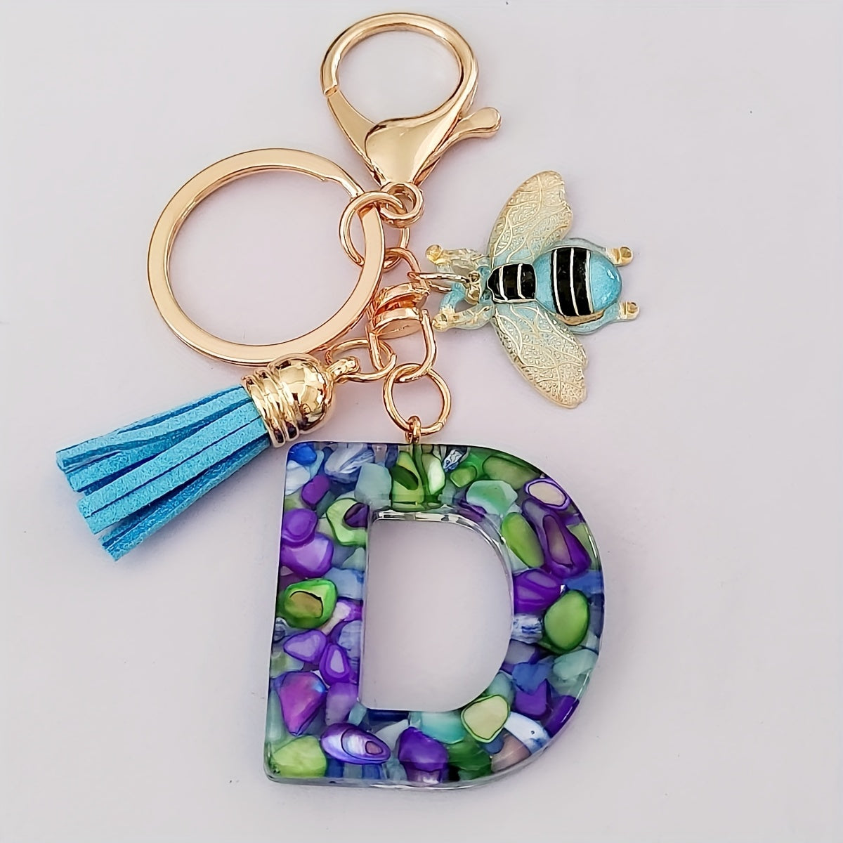 Dazzling Gift, Sparkling Alphabet Keychain with Sequin & Tassel - Mixed Colors, Geometric Design, Friendship Theme - Perfect for Bags & Gifts