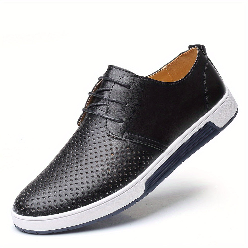 Men's Classic Oxford Dress Shoes - Solid Color, Round Toe, Lace-Up Closure, Microfiber Synthetic Upper & Inner, Rubber Sole & Insole, Business Style for All Seasons