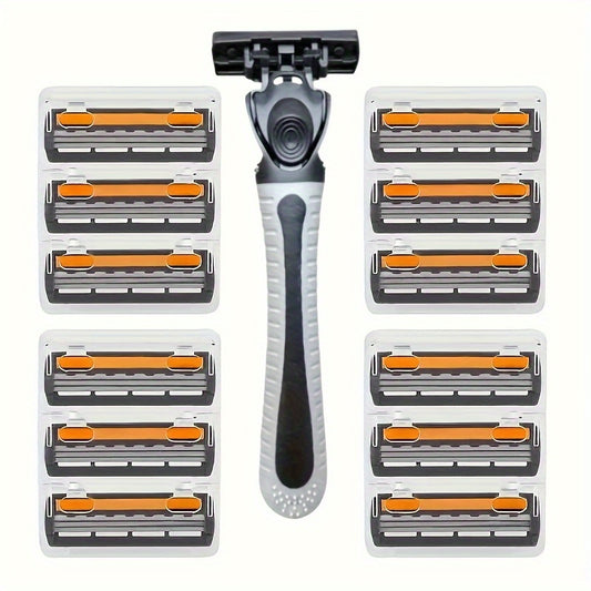 Classic 3-Layer Stainless Steel Safety Razor Set with Comfort Shield - Non-Slip Grip, Includes Holder & Replacement Blades - Vintage Wet Shave Experience for Smooth, Hair-Free Skin, Shaving Razor