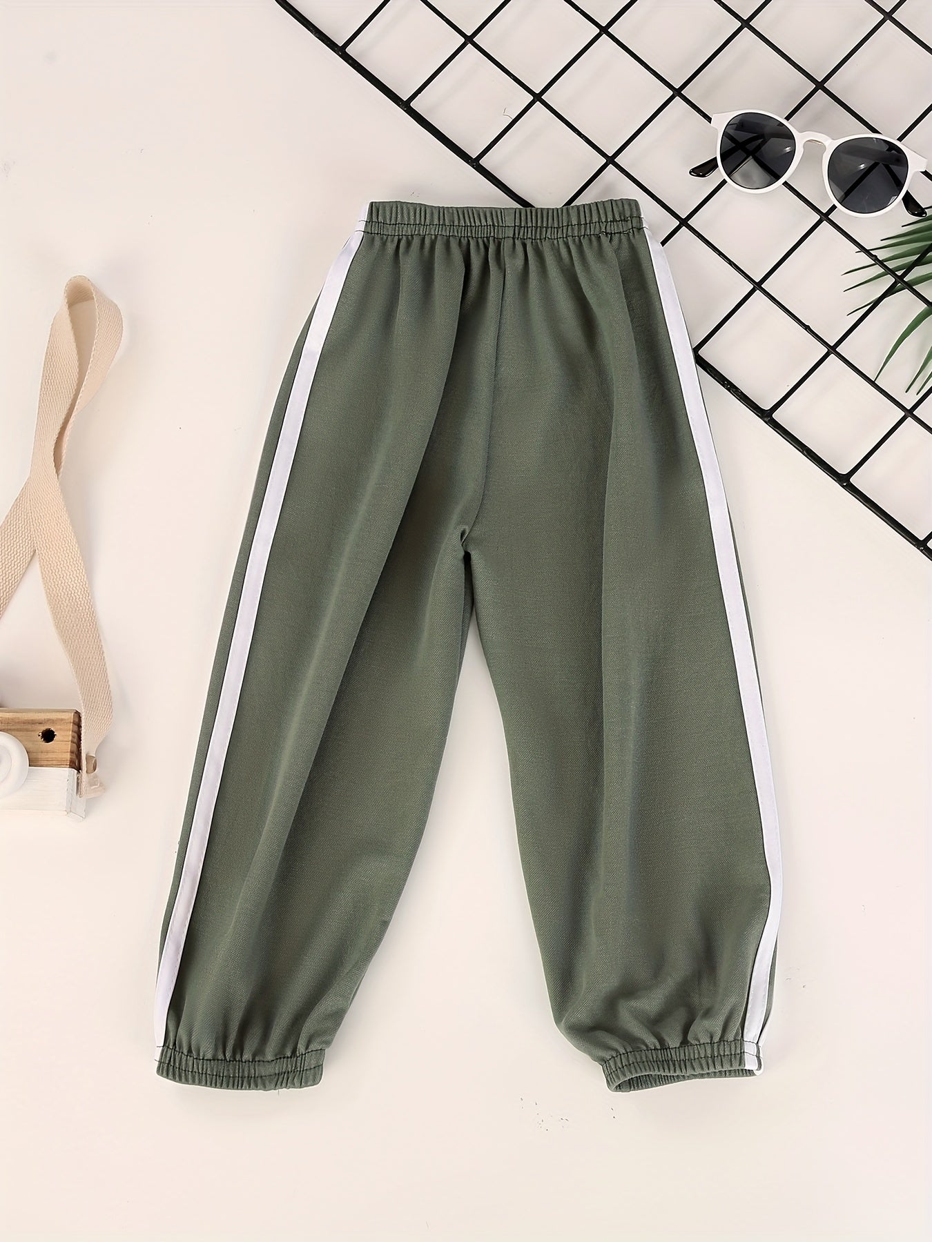 Thin And Lightweight Boys Summer Pants, Kids Side Contrast Color Tape Sweatpants, Casual Thin Jogger Pants For Outdoor Activities