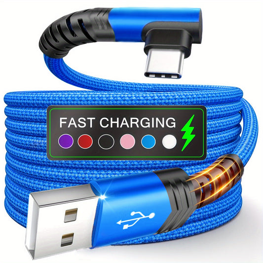 Type C Charger Fast Charging, Right Angle USB to USB C Cable Braided USBC Charger for Samsung Huawei Xiaomi RedMi Oppo Oneplus and More Smartphone, Type C Phone Charger, C Type Fast Charge Charger, Type C Charger Fast Charging Original, C Charger Short Co