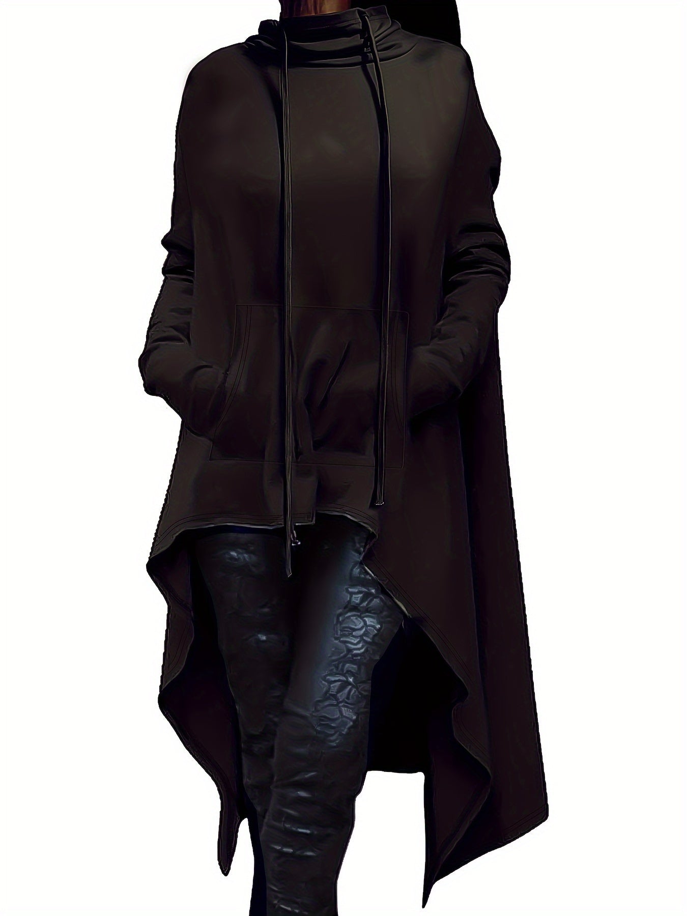Plus Size Women's Oversized Hoodie - High Neck Long Sleeve Pullover Sweatshirt with Drop Shoulder & Flared Hem, Cozy Fall Winter Casual Clothing, Machine Washable