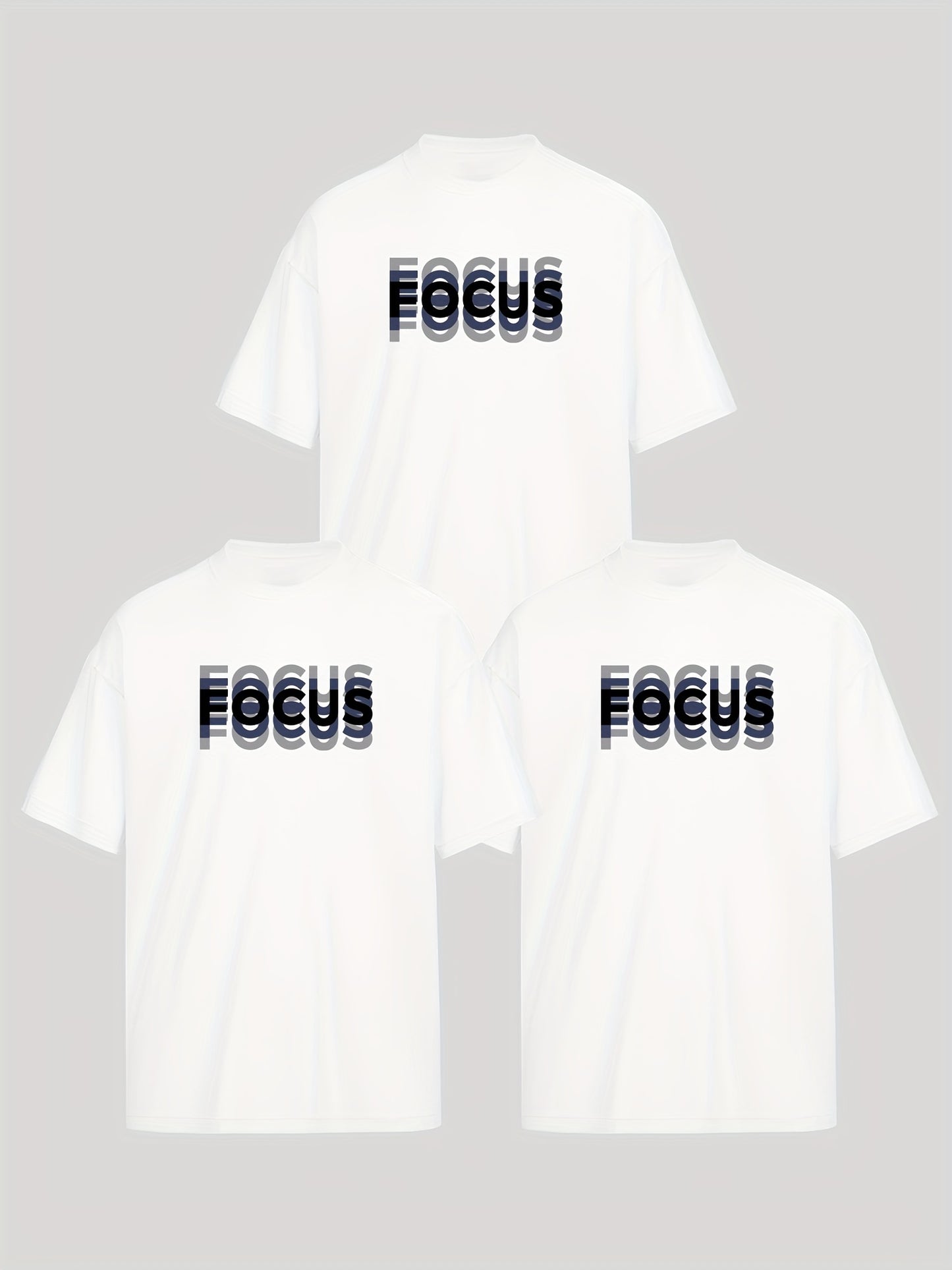 Unisex Trendy Letter Print Crew Neck T-Shirt, A Must-Have for Style Enthusiasts! Gradient FOCUS Design, Ultra Stylish & Streetwear-Inspired! Minimalist yet Versatile!
