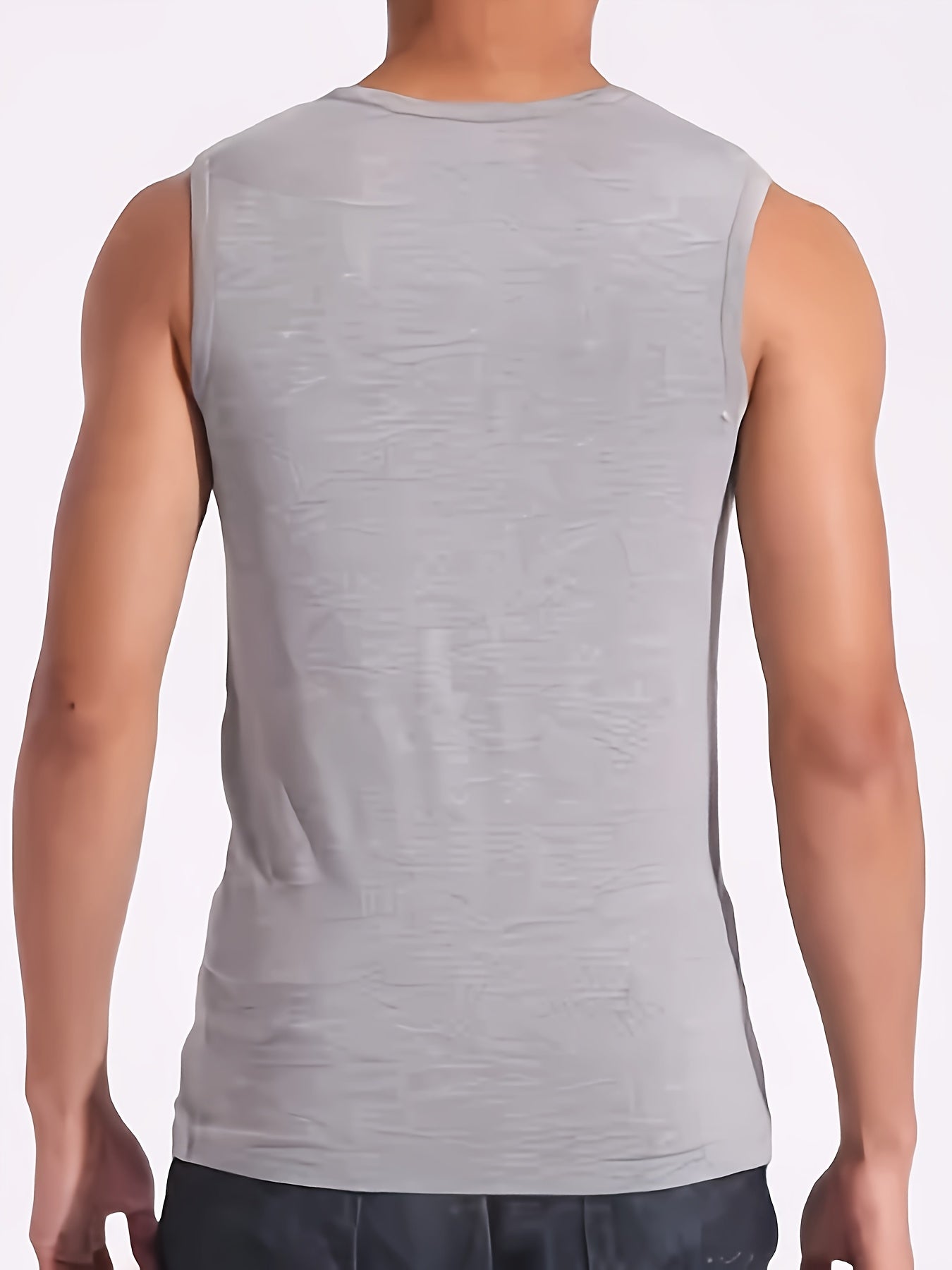 Men's Solid Tank Top, Active Quick Dry Breathable Crew Neck Sleeveless Shirt, Men's Clothing for Summer Outdoor