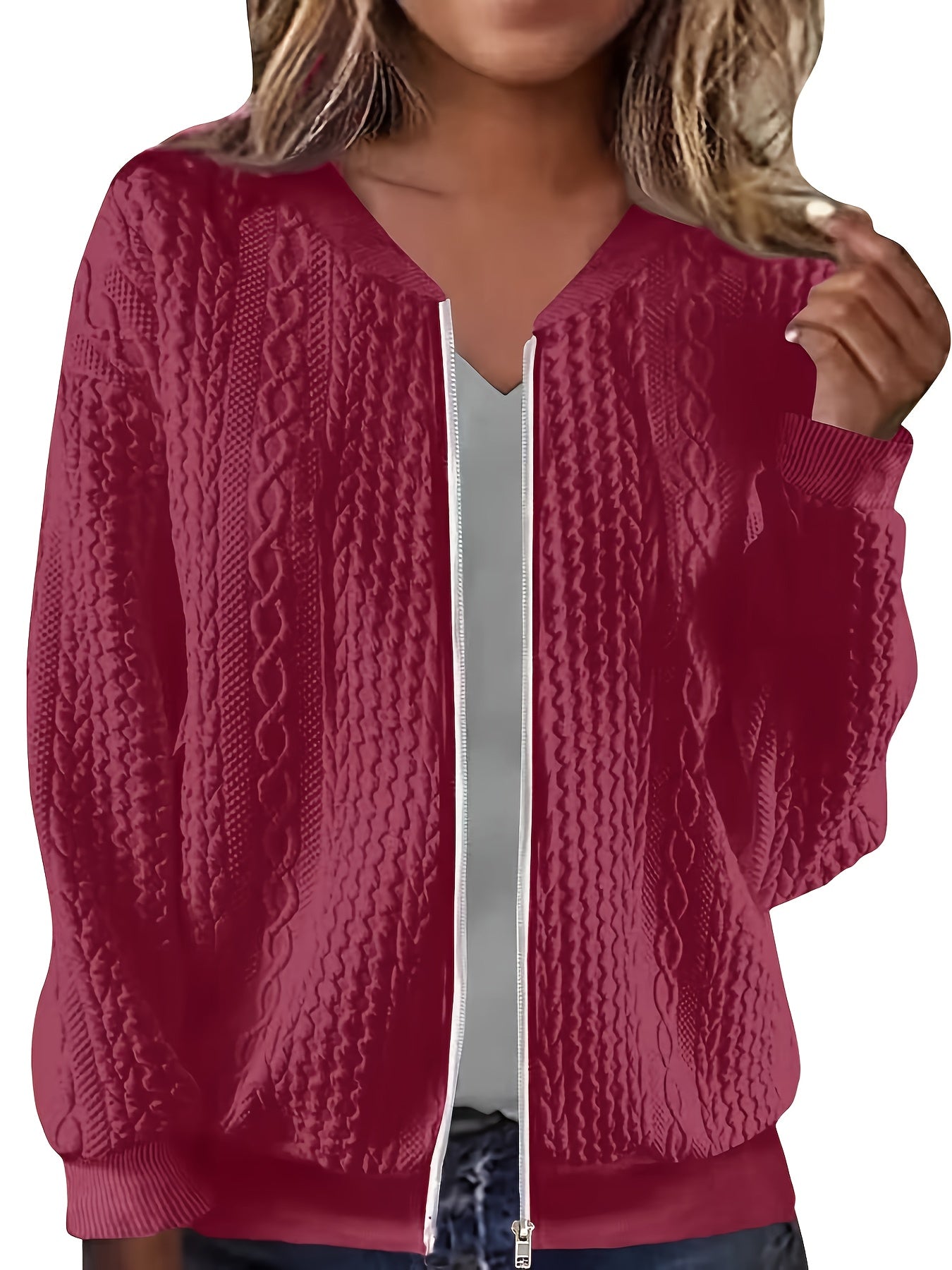 Plus Size - Women'S Plus Size Baseball Jacket - Full-Zip Front Closure, Soft Pink Outerwear for Fall/Winter, Casual Outerwear for Everyday & Formal Events, Fall Fashion, Relaxed Fit, Quality Stitching, Fashion Lovers