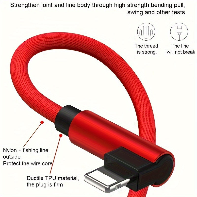L-Shaped USB Cable for Fast Charging for Iphone Models 14, 13, 12, 11, X, 8, 7, 7 Plus, 6, 6S, And 5, As Well As for Ipad.