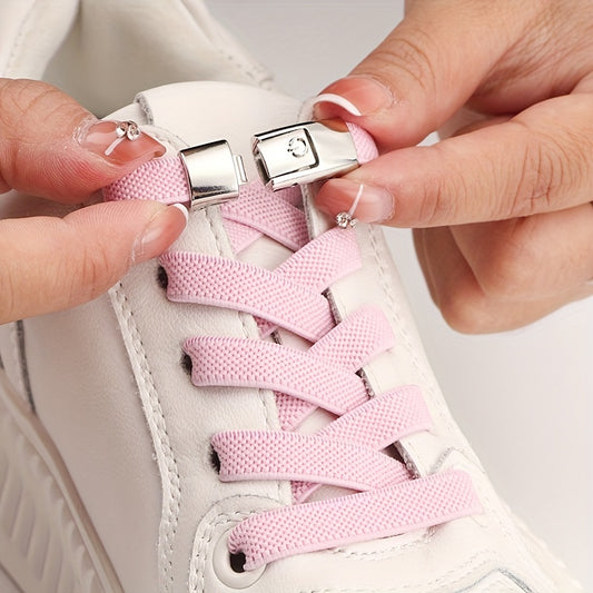 1Pair No-Tie Shoelaces with Buckles for Sneakers Sports Shoes