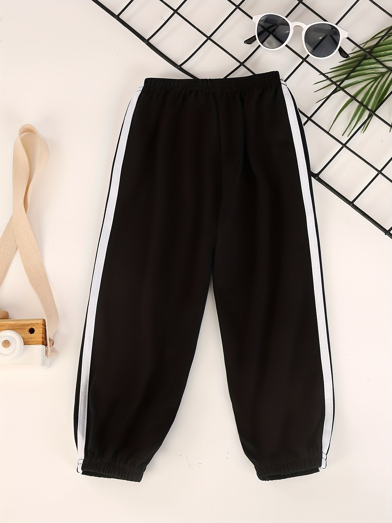 Thin And Lightweight Boys Summer Pants, Kids Side Contrast Color Tape Sweatpants, Casual Thin Jogger Pants For Outdoor Activities