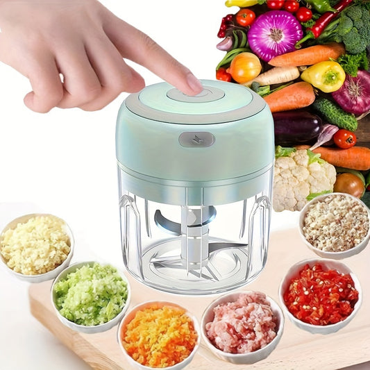 1pc RZSYZH 250ml USB Rechargeable Electric Food Processor - Stainless Steel Blades, Auto-Chopping, Multi-Color Kitchen Gadget for Smoothies, Dough Kneading & Meal Prep, Durable Plastic Body, Compact Design, Smoothie Maker, Sleek Appliance, Durable Constru