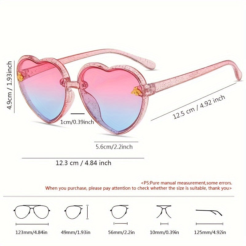 Heart Shaped Glasses, Cute Retro, Decorative, Casual, Pink Purple Black, Polycarbonate Frame, Acrylic Lens, for Kids, Children, Christmas, Halloween, Campus