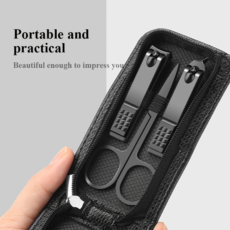 German Nail Clipper Set with Cuticle Nipper, Toe Nail Scissors, Ear Pick & Nose Hair Trimmer - 6pcs Portable Luxury Manicure Pedicure Kit for Personal Care Tools