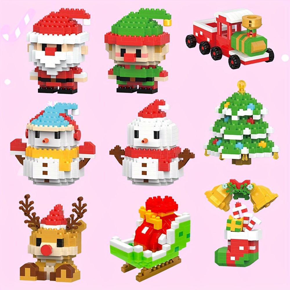 Mini Cartoon Christmas Building Blocks Assembly Toys, Christmas Elf, Santa Claus, Christmas Train, Christmas Snowman, Christmas Tree, Christmas Reindeer, Small Building Block, Christmas Gifts