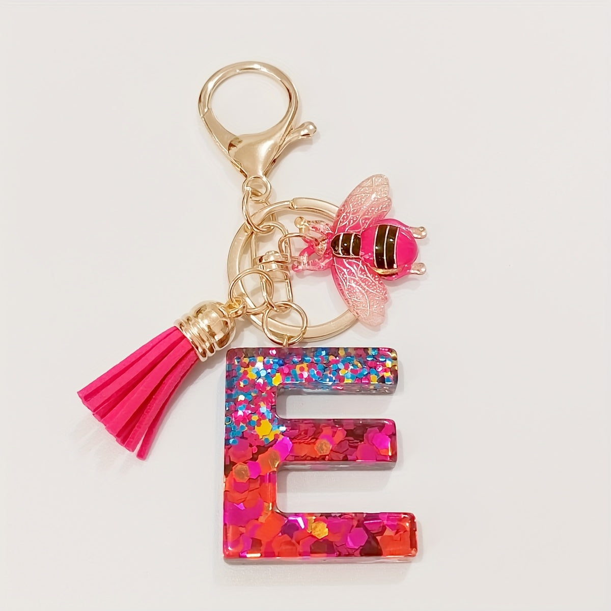 Dazzling Gift, Sparkling Alphabet Keychain with Sequin & Tassel - Mixed Colors, Geometric Design, Friendship Theme - Perfect for Bags & Gifts