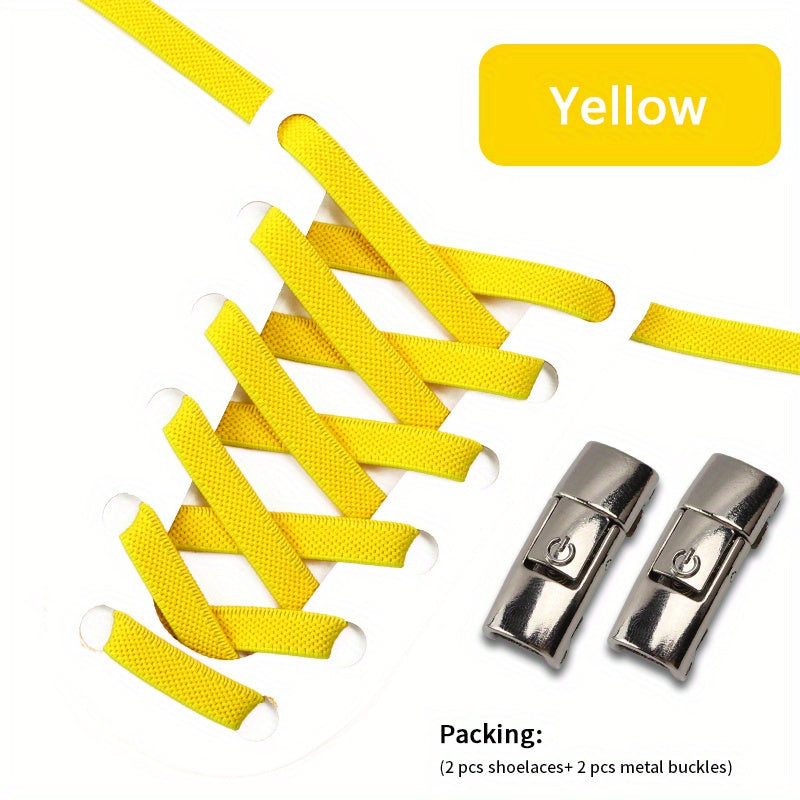 1Pair No-Tie Shoelaces with Buckles for Sneakers Sports Shoes
